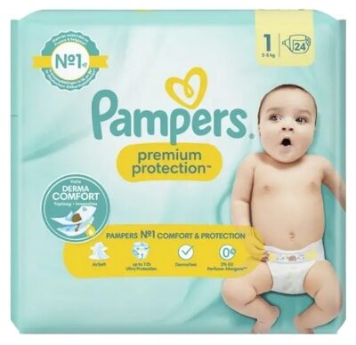 Pampers Premium protection, 2-5kg, 1. izmērs, 24gb